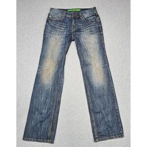 Rock & Roll Cowboy Denim Pistol Straight Jeans Men's 32x34 Thrashed Paint Stains